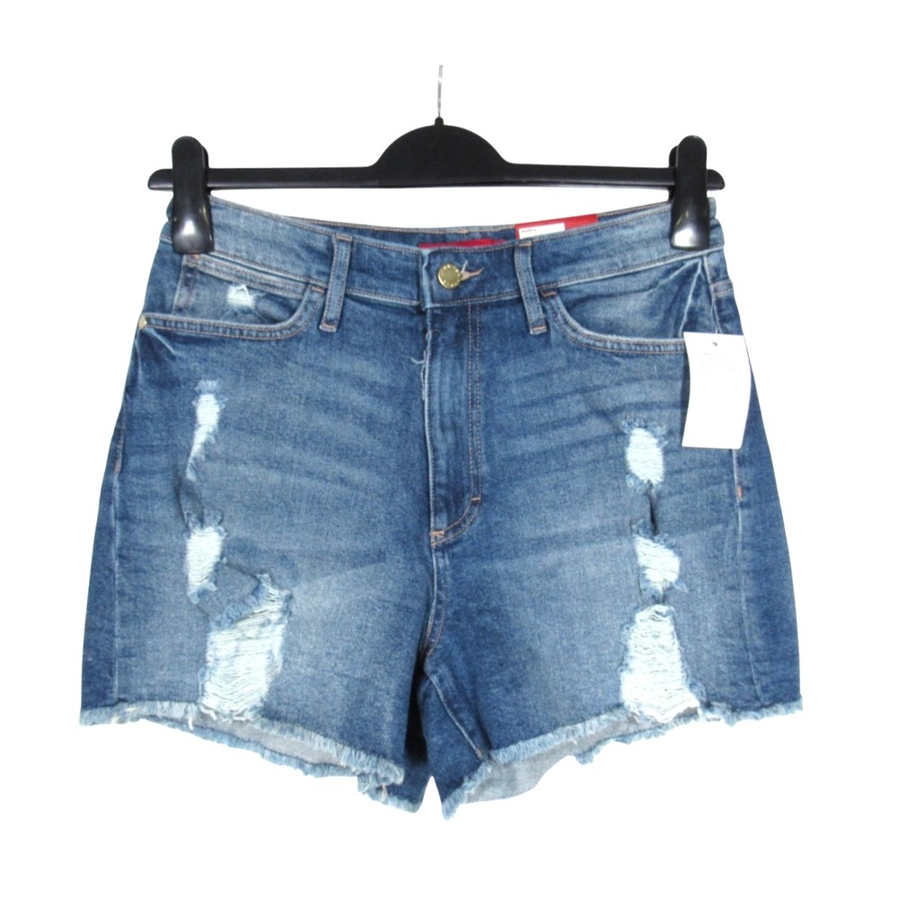 NWT JENNIFER LOPEZ Cut-Off Destroyed CURVY HIGH-RISE Denim Jean Shorts Sz 8
